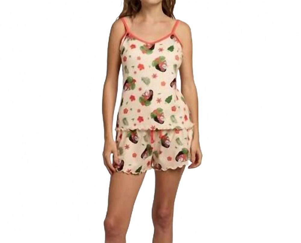 NEW BIOWORLD MERCHANDISING moana character all-over print v-neck camisole and sh
